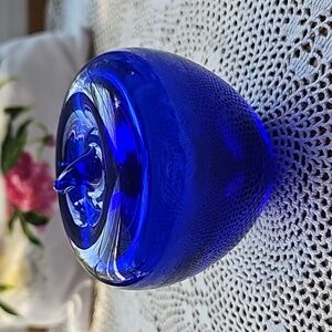 Vintage cobalt Blue Apple Paperweight